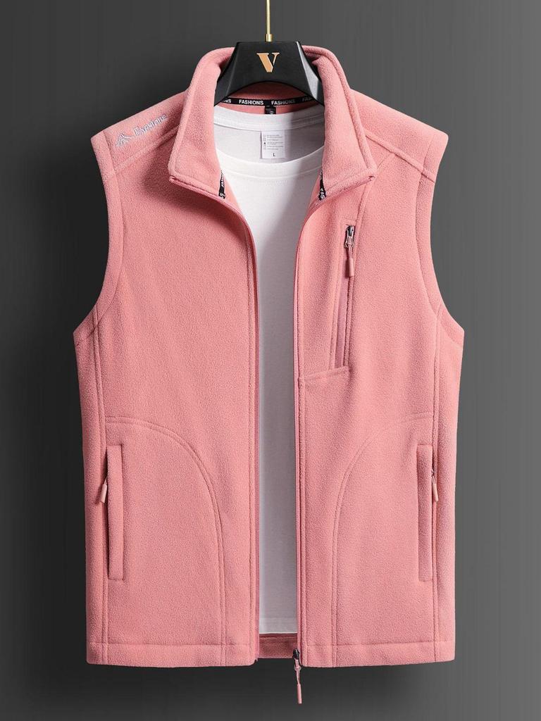 Unisex Übergröße Winter Fleeceweste - Warme ärmellose Outdoor-Sport-Oberbekleidung mit Stehkragen