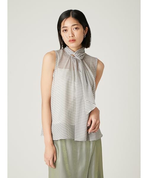 FRAY Sheer Sleeveless Bowtie Blouse FWFB254166 MIX I.D. Women's