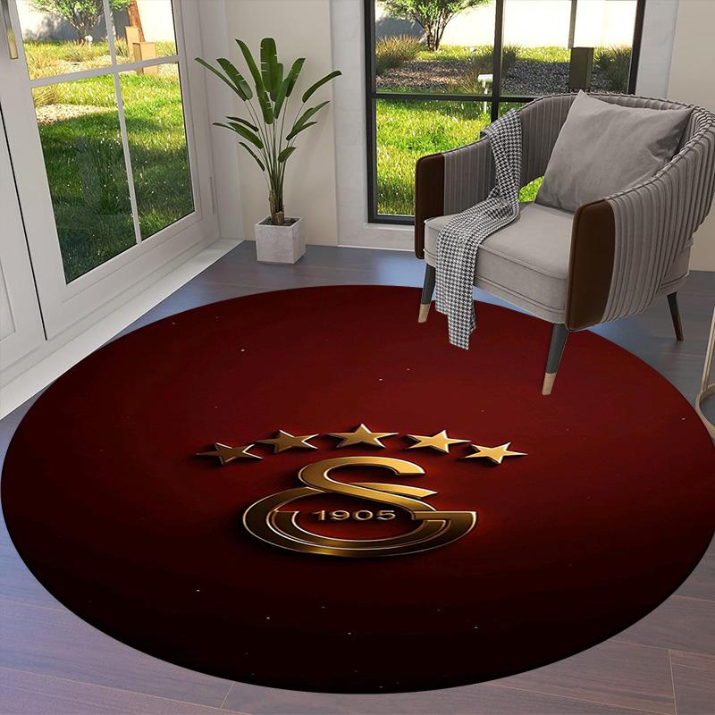 Galatasaray S Round Area Rug,Carpet Rug for Living Room Bedroom Sofa Playroom Decor,Non-slip Floor Mat