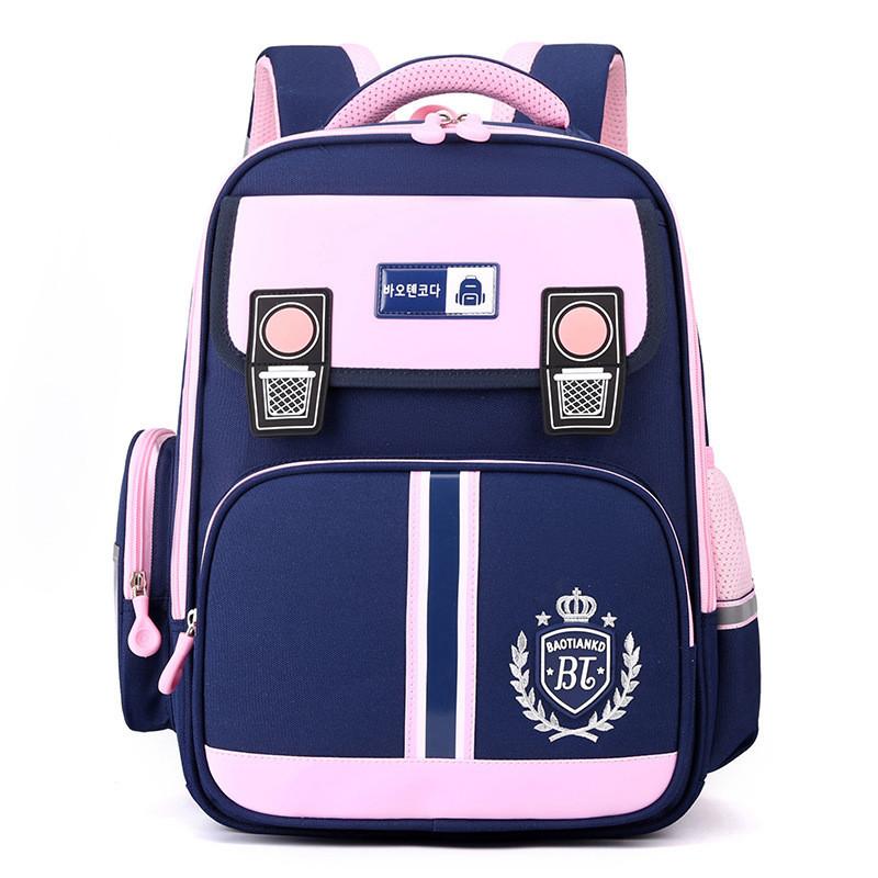 Cute Simple Colorblock Nylon Backpack For Kids With Lightweight Comfortable Straps