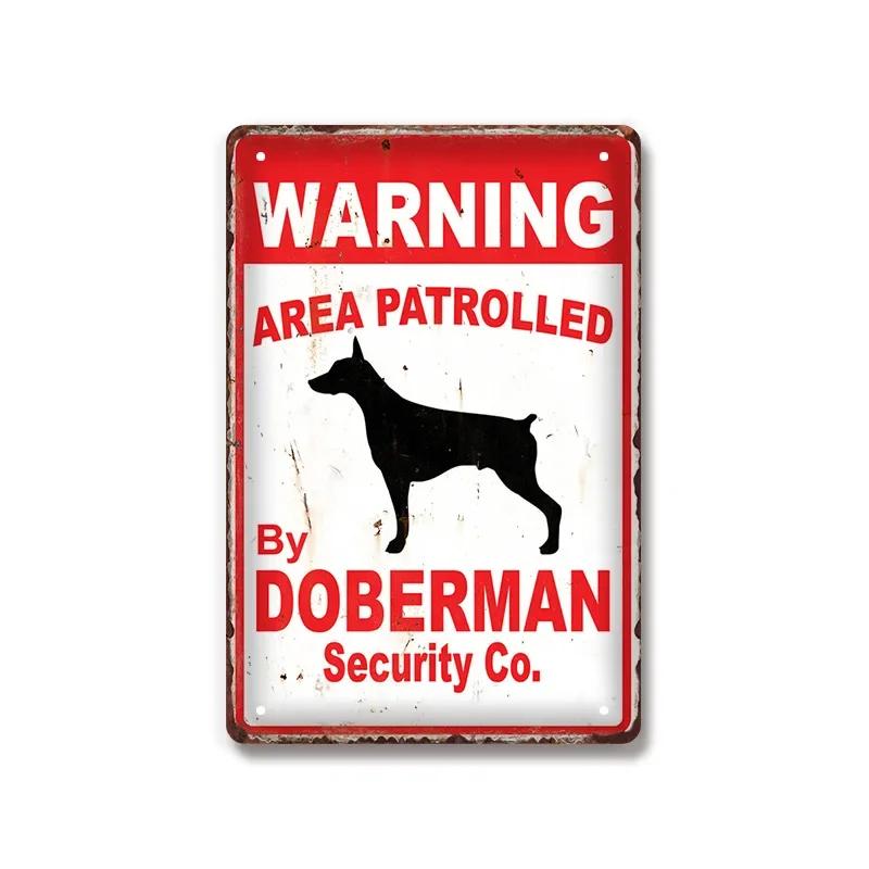 Vintage Warning Dog Metal Tin Sign for American Creative Sheet Painting Animal Wall Decoration Made of Old Iron Signs 8x12 inch