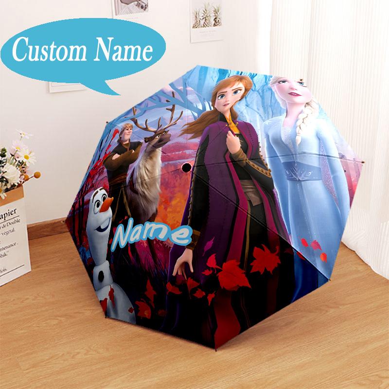 Custom Name The Snow Queen Umbrella Folding Umbrella, Automatic Umbrella 8-Frame for Travel, Casual Lightweight Birthday Christmas gift