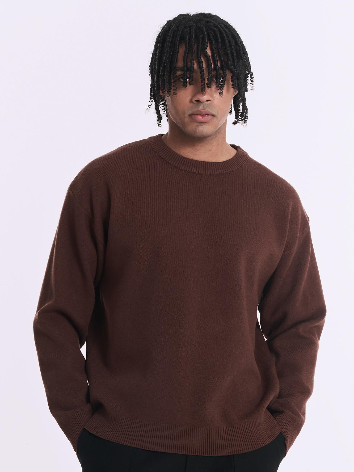 Ervino Daily Crewneck Knit Sweater [Brown] Brown/L