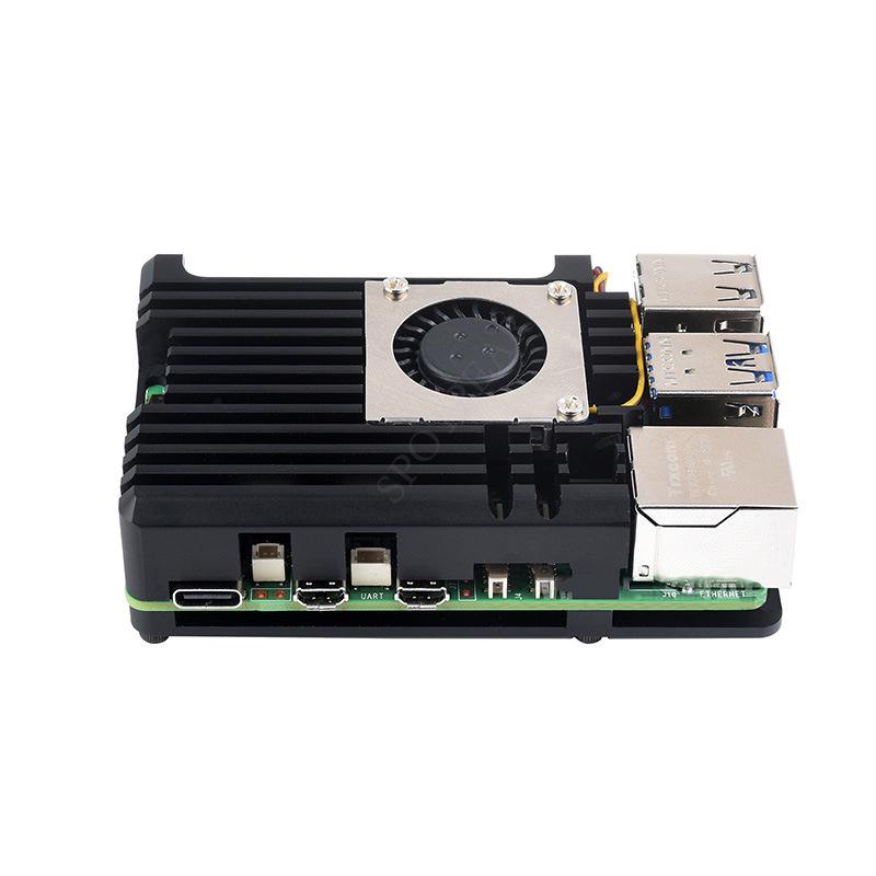 Pouzdro pro Raspberry Pi 5 z hliníkové slitiny pro odvod tepla s radiálním ventilátorem
