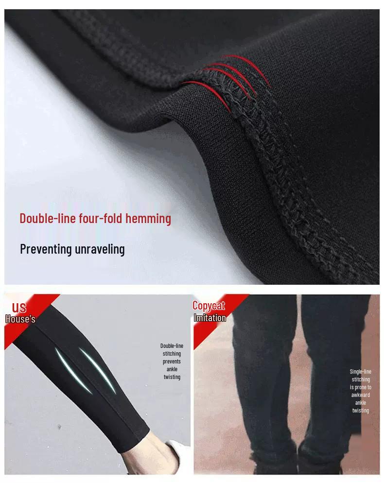 Women's Plus Size Velvet Leggings 2025 - Elastic, Slimming, Thick Black Skinny Pants for Curvy Figures (Up to 200 Jin)