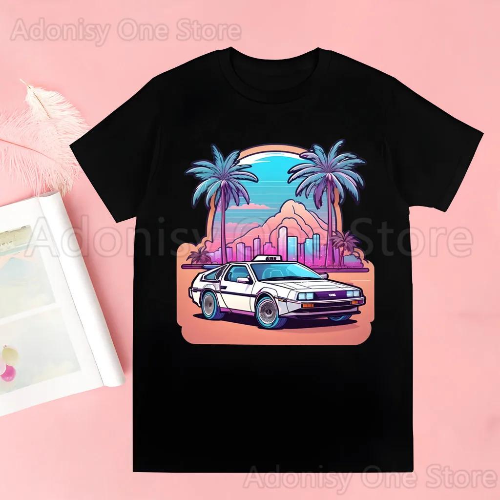 Back To The Future Delorean T-shirts Men Summer Graphic Tees Funny Shirts For Man Tshirts Crew Neck Harajuku Tops