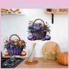 Flowers Halloween Pumpkin Fruit Basket Glass Showcase Home Decor Stickers Wall