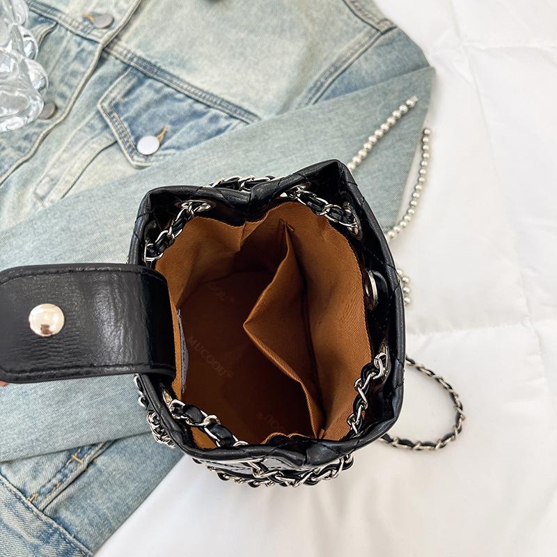 New Niche Design Embroidery Thread Chain Bucket Bag Trendy Shoulder Crossbody Women's Bag
