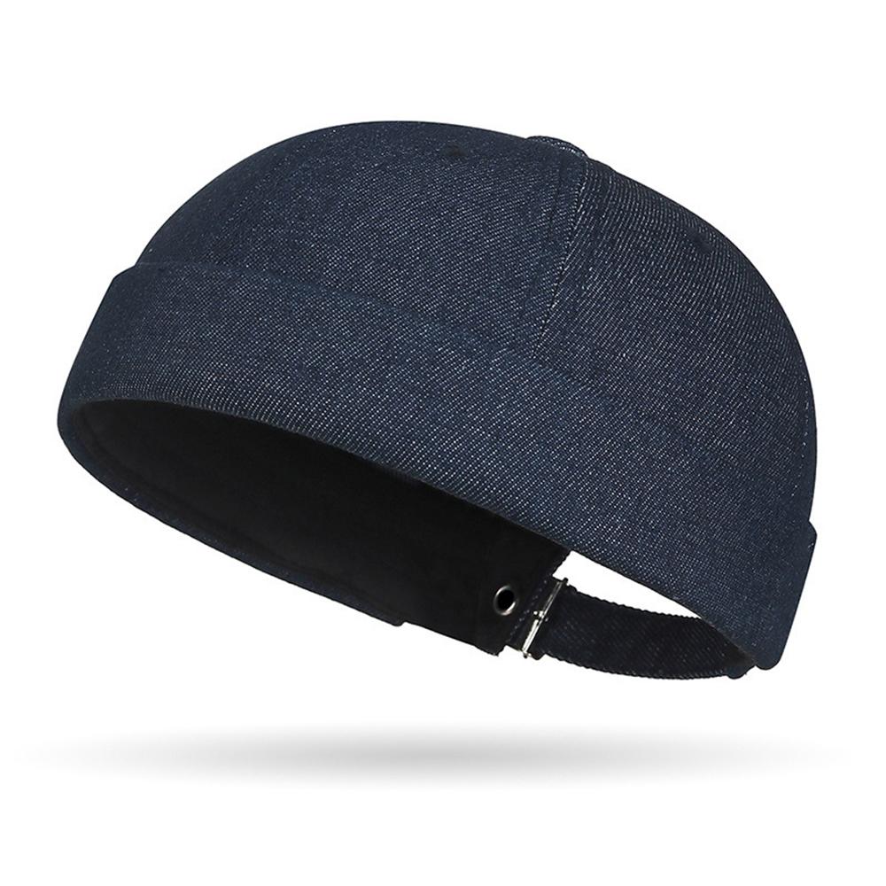 

Denim Beanie Hats Men Women Docker Cap Dome Melon Cap Solid Color Brimless Hat Solid Skullcap Sailor Cap Adjustable Landlord Hat