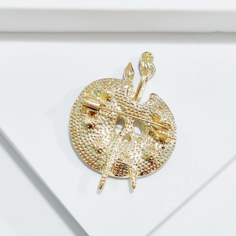 Painting Palette Brooches Women Men Crystal Enamel Black White Drawing Lovers Brooches Gifts