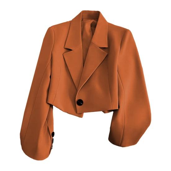 Damen-Anzugmantel, formeller Business-Stil, Umlegekragen, Knopf-Dekor, schmale Passform, kurz, einfarbig, lange Ärmel, Strickjacke, Ein-Knopf-Verschluss, OL