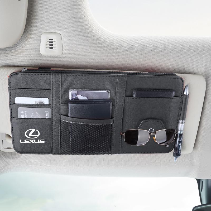 Car Sun Visor Wallet Card Bag Cover Sunglasses Holder For Lexus RX330 IS250 Ct200h ES300h RX350 IS300h Auto Accessories Keychain