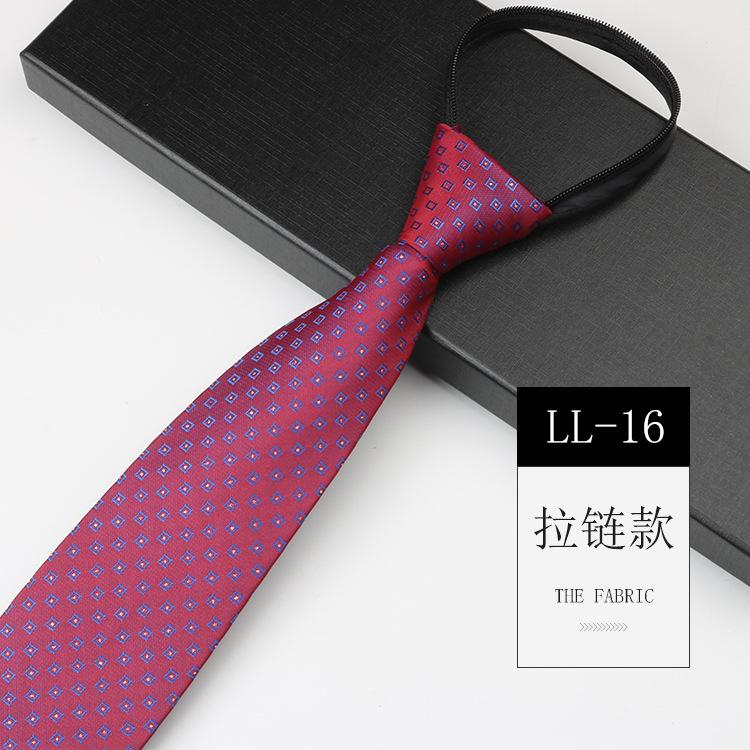 Tie Men'S, Business Zipper Work Security Shirt Striped Red Blue 8Cm Knot Free Easy To Pull