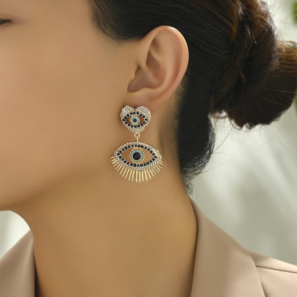 Ins Hot Sale Cold Wind Earrings Personality Love Angel's Eye Niche Earrings Diamond Earrings Versatile Ears