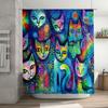Cat Shower Curtain Artistic Animal Lover Decor Modern Bathroom Set Waterproof Liner Vintage Pattern Home Decoration Gift Idea