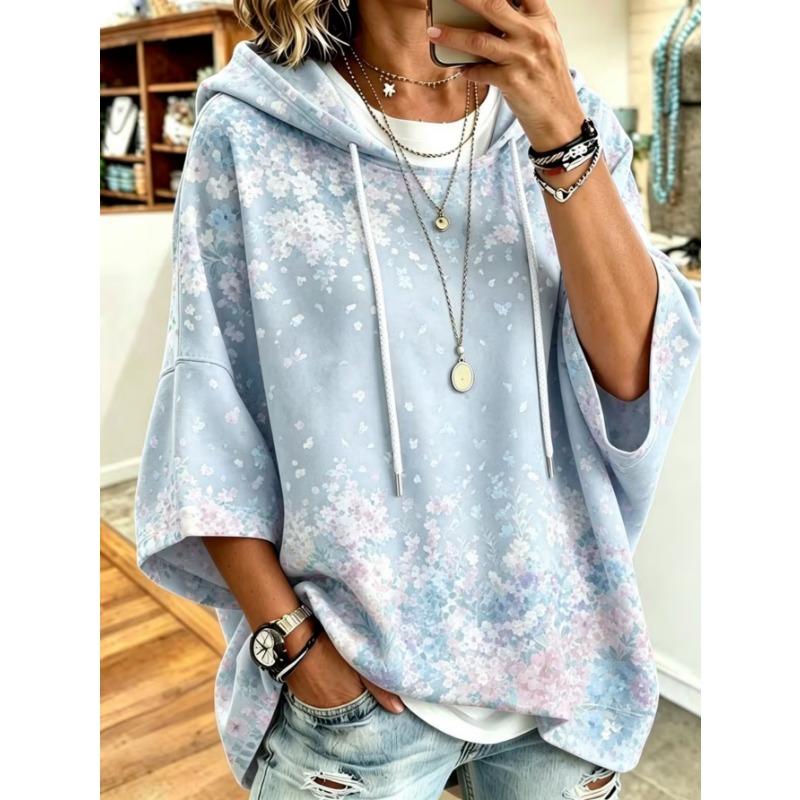 Damen Kapuzenpullover in Übergröße, Elegantes Bequemes Einfaches Muster Print, Modisch und Vielseitig