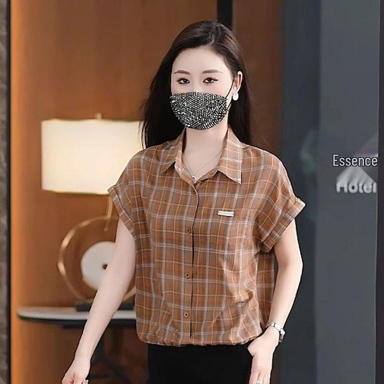 2026 New Summer Fashion Women s Plaid Lapel Shirt - Hot Selling One-Piece L (121-138 lbs)