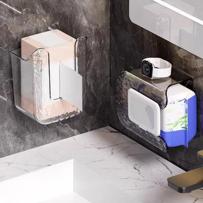 1/2Pcs Tissue Holder No Punching Tissue Box Wall-Mounted Wipes Dispenser for Kitchen Bedroom Bathroom