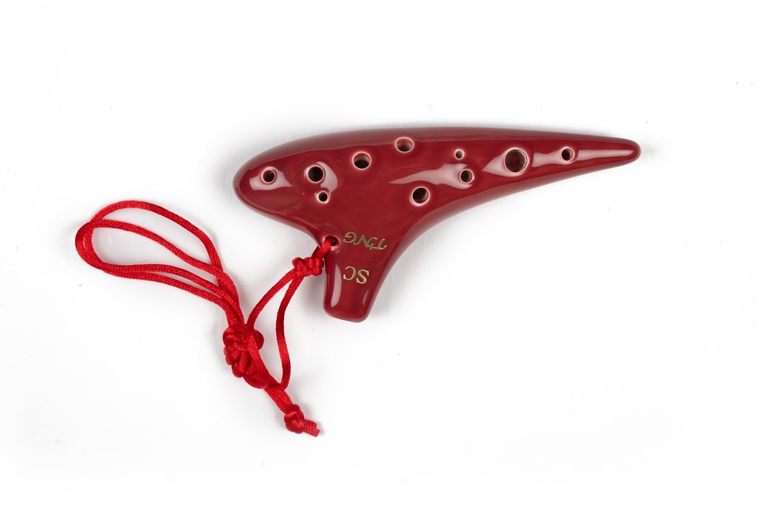 

TNG Ocarina Musical Instrument Holes High Quality Single SC Ocarina Tube Playing Glazed Finish [12 / Soprano/C Key/Red] (with Strap)