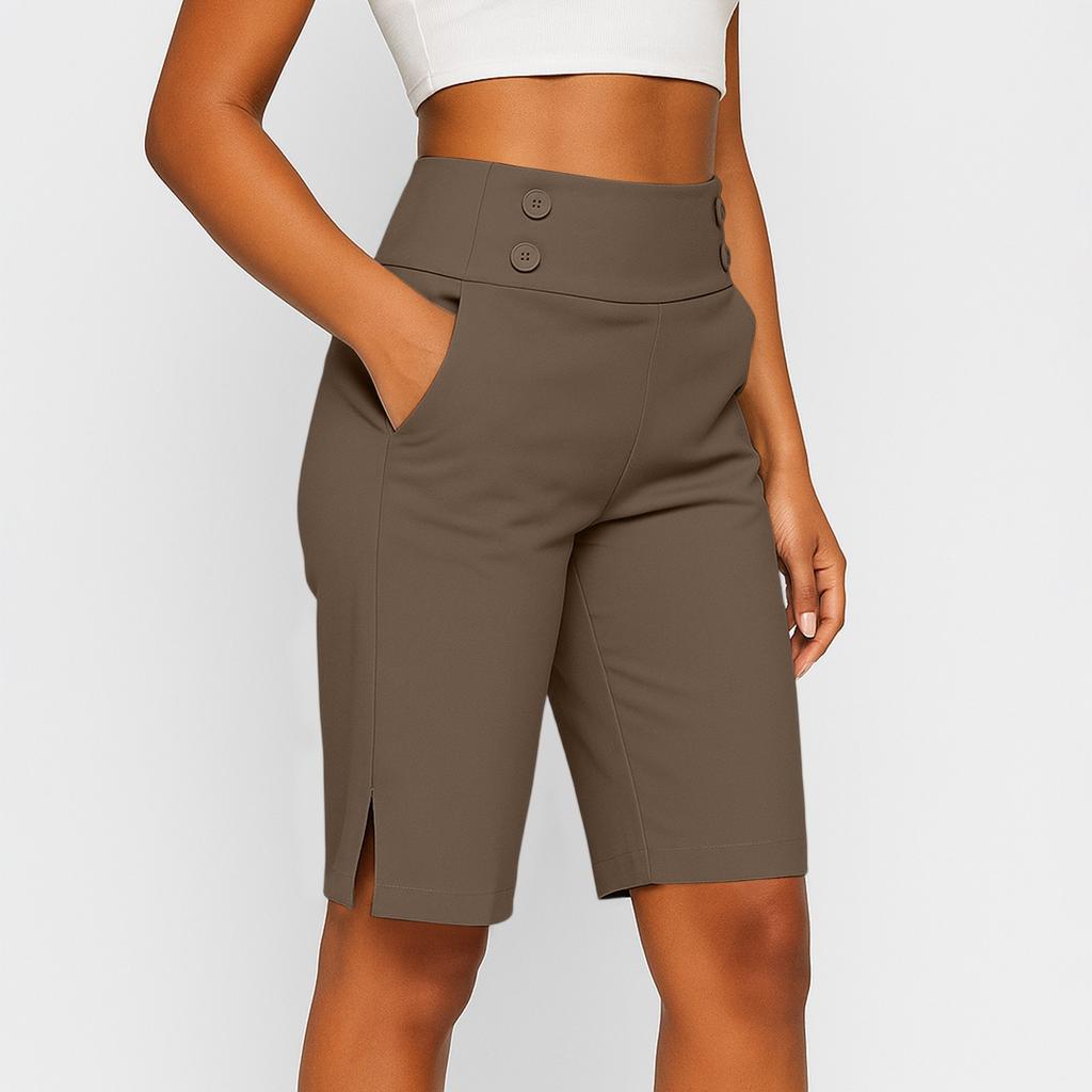 Women's Cropped Pants, Stretch Knee Length Training Yoga Pants, Casual Stretch Waist With Pockets, Jogging Pants