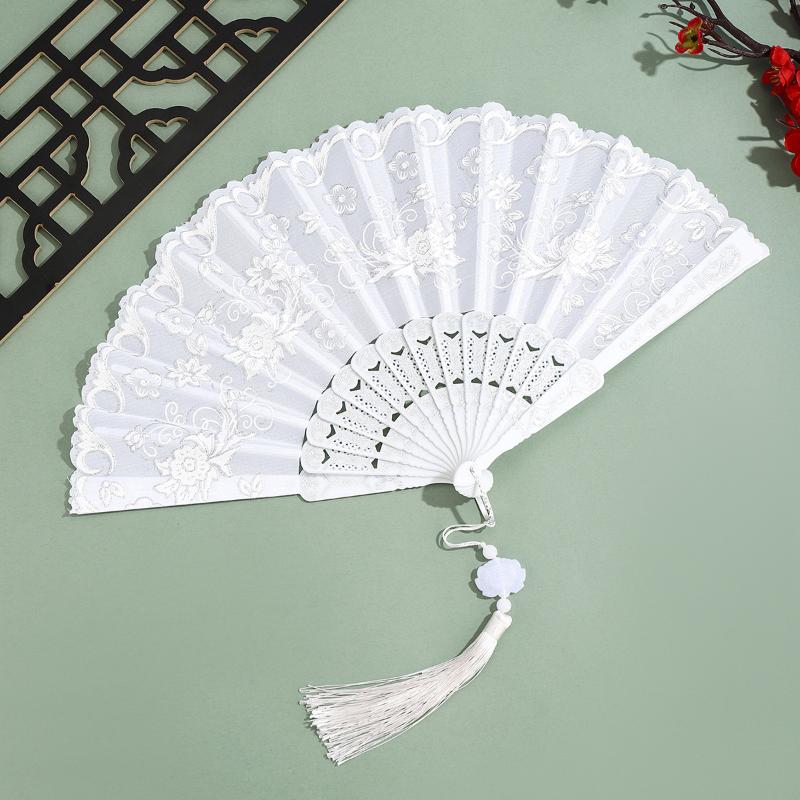 Vintage Folding Fan Chinese Style Dance Performance Hand Fans Gold Powder Plastic Fan Art Craft Gift Home Decor