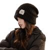 New Autumn and Winter Hats for Women Fashion Label Knitted Wool Hats for Winter Warm Big Head Ear Protection Hat