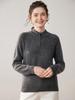 Women's Cashmere Half-Zip Pullover: Versatile Loose-Fit Solid Knit Sweater for Autumn/Winter