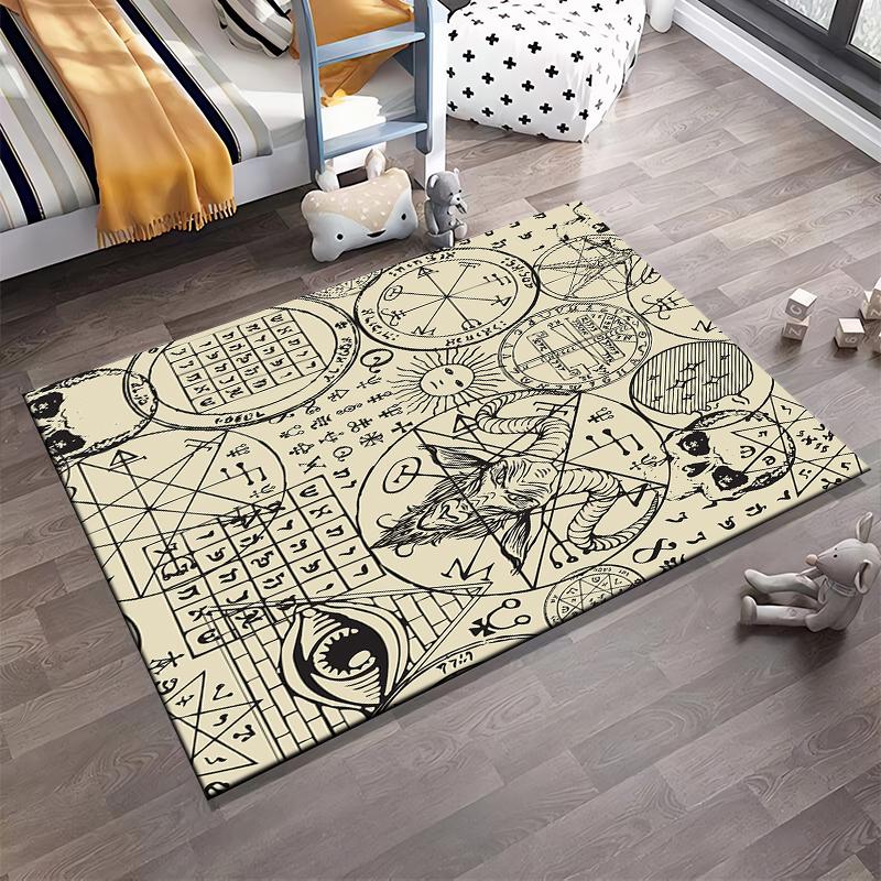 Mystical Symbols Printed Rug Non-slip rug suitable for living room and bedroom sofas