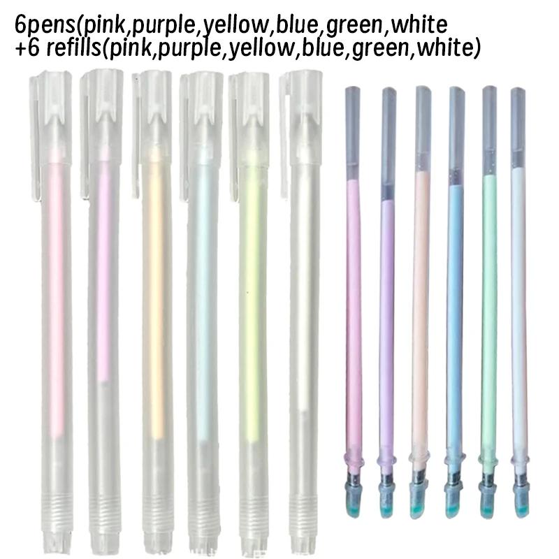 

6 шт. и 6 стержней Клей-карандаш Конфетный цвет Быстросохнущий Клей в точках Высокая вязкость Ручка-дозатор Милый клей для бумаги Школьные канцелярские товары