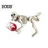 Gothic Skeleton Statue Halloween Resin Figurine, Holding Glass Bottle Decorative Skull Figure Statue, Desktop Decoration for Home Office Bookshelf