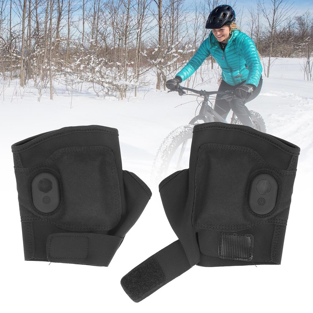 One Pair Polyurethane Fiber USB Non Slip Waterproof Electric Heated Fingerless Gloves 3 Gears 55℃ Palm Back Heating Area