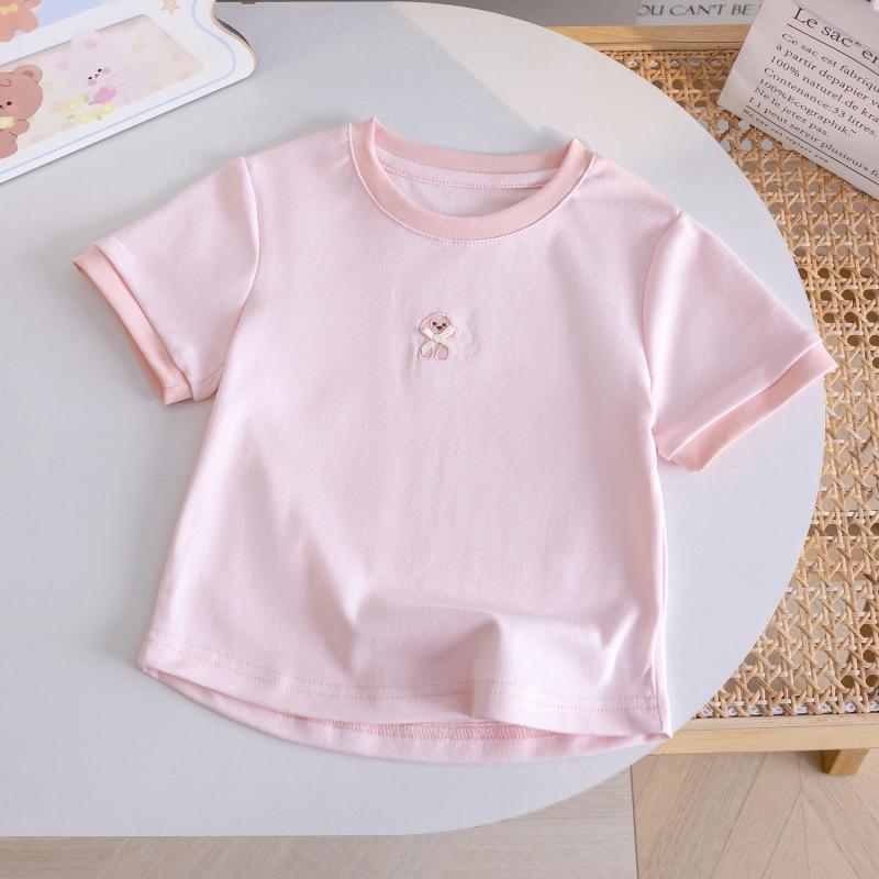 Girls T-shirts Summer Children Cotton Short Sleeve Tops For Baby Girl Sweetly Clothes Kids Sports Outerwear Pullover Tee