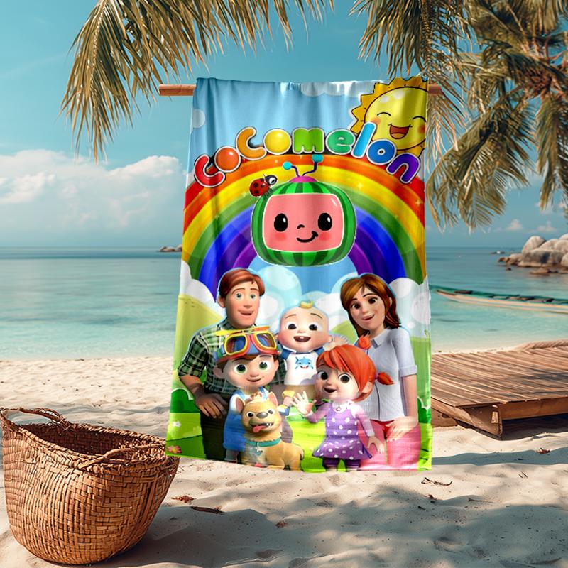 Ultra-Soft Beach Towel with Cocomelon Theme,Ideal for Pool - Camping, Diving - Perfect Travel Essential, Vibrant Beach Towel.