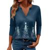 Women's Casual Fashionable Sexy Comfortable V-Neck Christmas Three-Quarter Sleeve Top