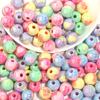 10Pcs/Lot 14 16mm Acrylic Beads Plating Colorful Heart Pattern Dual Color Round Spacer Beads Diy Bracelet Necklace Accessorie