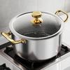 Honeycomb Bottom Non-stick Pot with Glass Lid Slow Cooker Stainless Steel Soup Pot  Dormitory