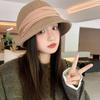 Autumn and Winter Versatile Hepburn Wind Pleated Bucket Hat Fashion Casual Thermal Basin Hat French Retro Big Head Circumference Hat Women