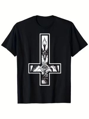 180g Baphomet Obrácený kříž Okultismus Satanismus Hail Satan Tričko