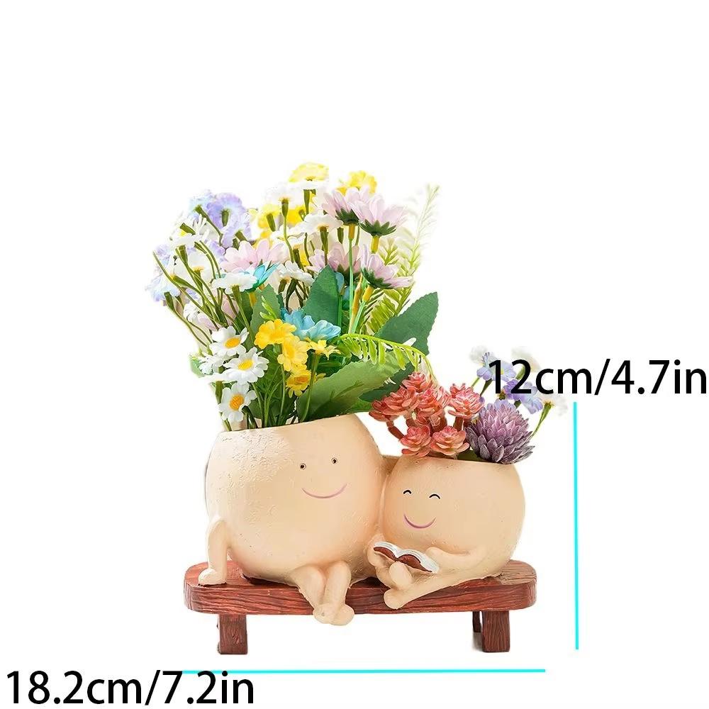 Smile Face Flower Pot Mini Simulation Rocking Chair Flower Pot Succulent Flowerpots Indoor Outdoor Homes Garden Ornaments