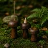 Wooden Mushroom Candle and Incense Holders, 3-Piece