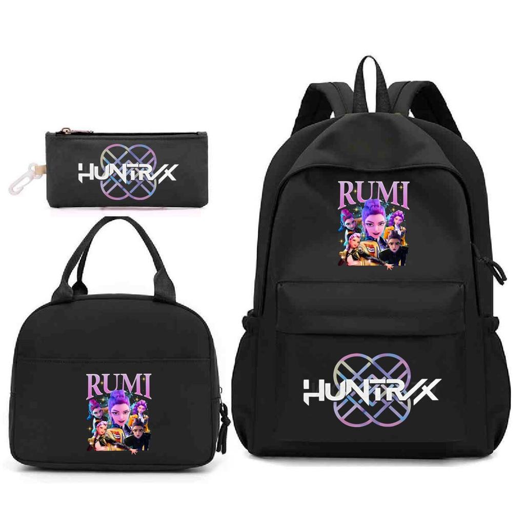Anime Cartoon Peripheral Three-Piece Set, School Bag, Primary And Secondary School Student Backpack, College Meal Bag, Casual Pencil Bag