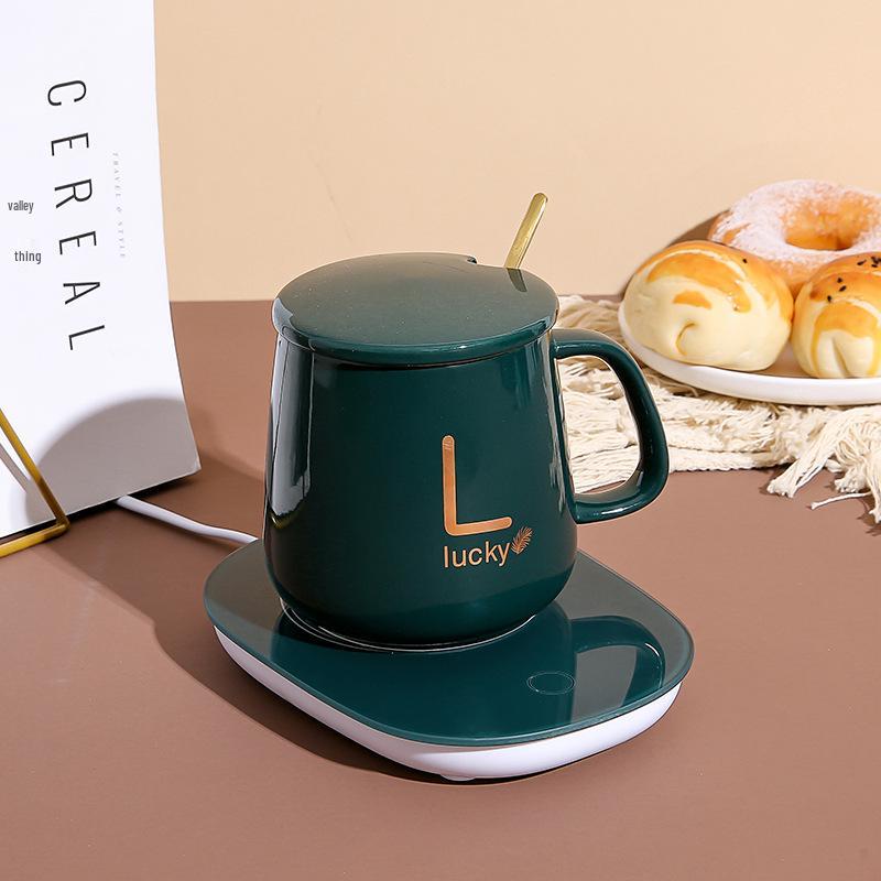 USB Temperature-Controlled Ceramic Cup Set with Digital Display Coaster - 55° Constant Heat