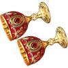 Amosfun 2.7 Inch Retro Goblets Metal Wine Cups Royal Chalices Medieval European Style Embossed Drinking Cups Party Favors 30ml Red