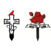 Memorial Plaque Metal Religious Red Bird Heart Sign Miss You Decoration Outdoor