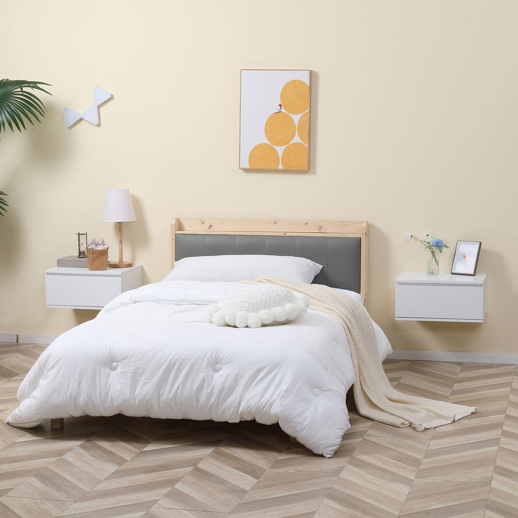 2 Piece Nightstand Set With Drawer And Floating Design In Particleboard And Mdf 49x38x23 Cm White