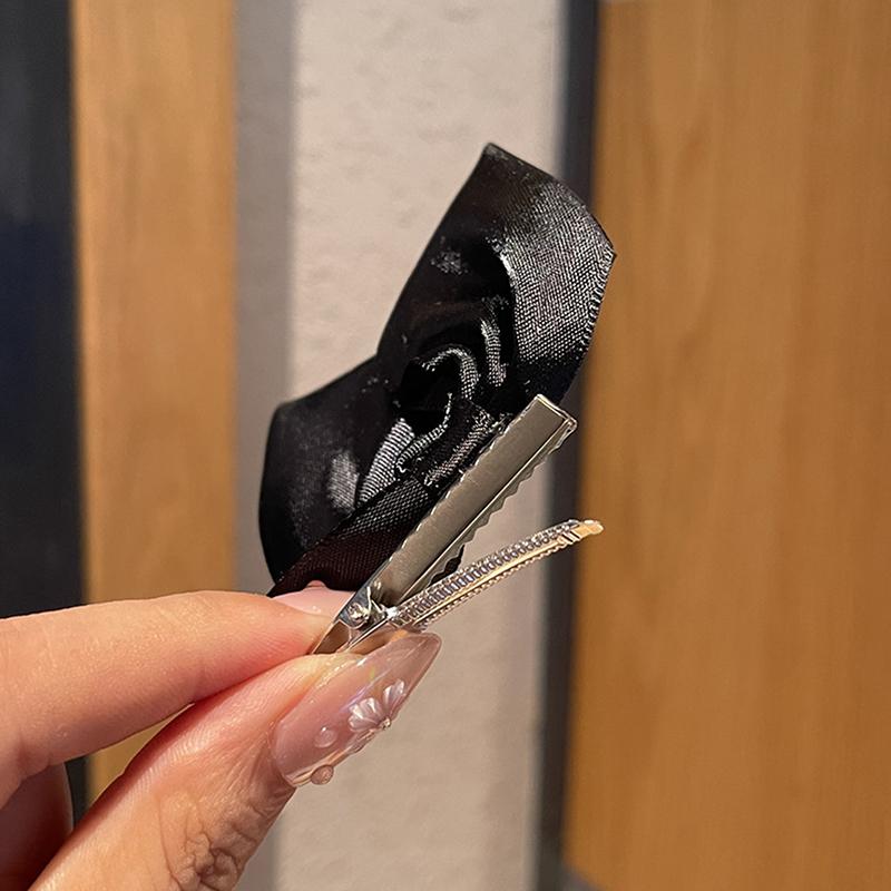 2 Peças Preto Branco Fita Presilhas de Cabelo Vintage Laço Lateral Grampo de Cabelo Fofo Menina Presilhas Acessórios de Cabelo para Mulheres