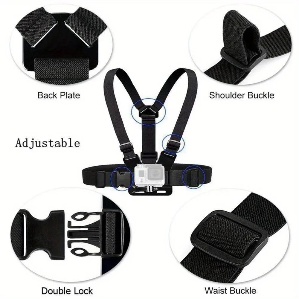 For GoPro Chest Strap Adjustable Harness Strap Elastic Chest Strap For GoPro Hero 13 12 11 10 9 DJI Action 4 3 Insta360 X4 X3