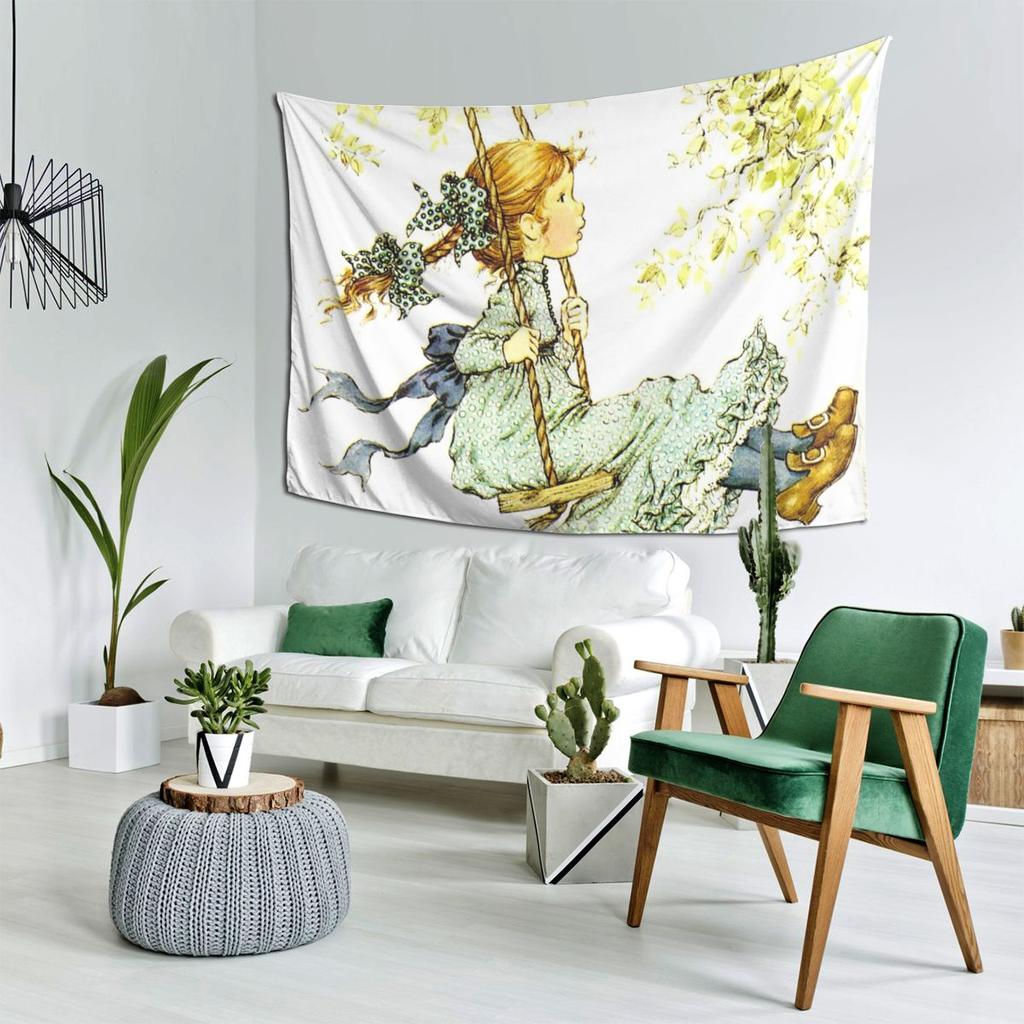 Sarah Kay Swing Girl Tapestry Decor Art Aesthetic Tapestries for Living Room Bedroom Home Wall Cloth Wall Hanging