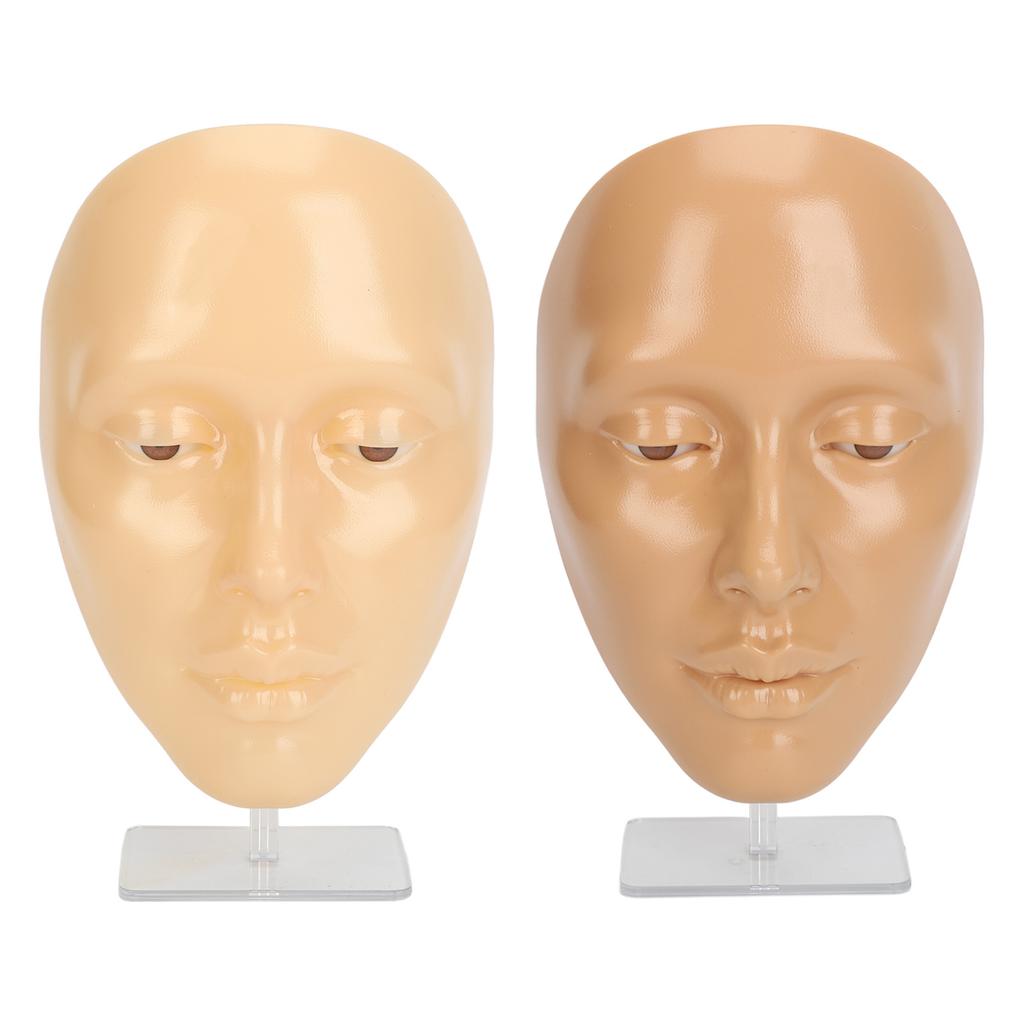 2 Set Makeup Practice Face 5D Silicone Full Face Makeup Mannequin Face with Stand for Emerging