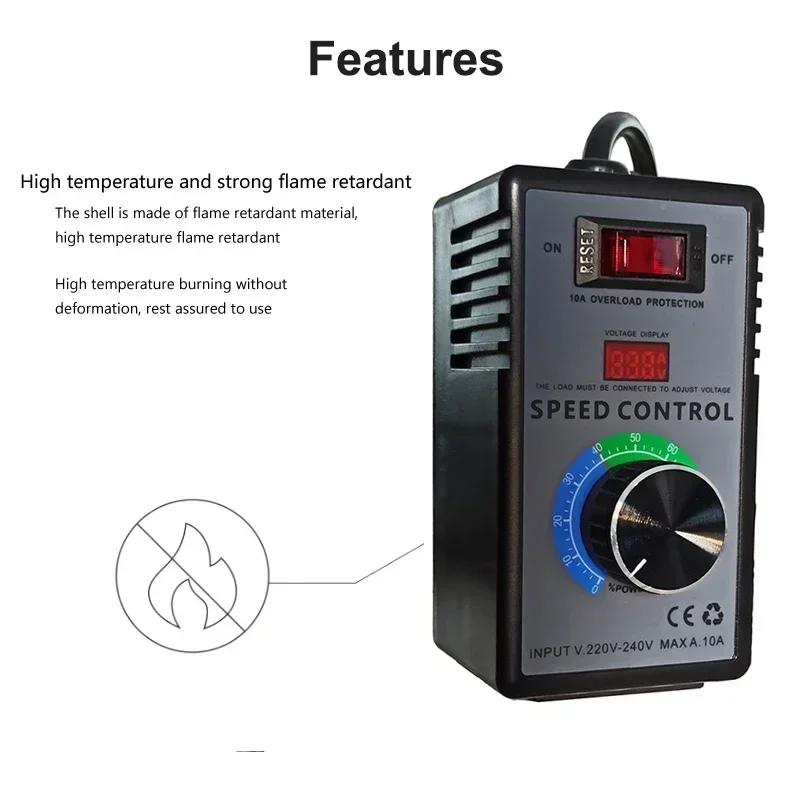 110V or 220V AC Motor Speed Controller Electronic Voltage Regulator LED Temperature and Light Regulation US EUR UK AUS Plug